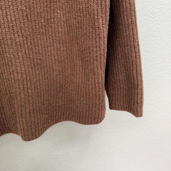 Daily Ritual Brown Ribbed 1/2 Half Zip Knit Wool Blend Sweater Womens sz Medium - Picture 4 of 10